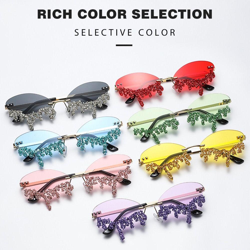 R-flower Sunglasses Untuk Wanita Kacamata Pesta Retro Kecil Bling Pantai Shades Sun Glasses