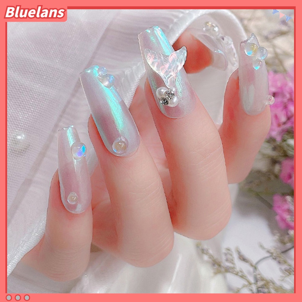 [BLM] 20pcs/bag Perhiasan Kuku Tiga Dimensi Mudah Tempel Indah Bawah Datar Hias DIY Kristal Imitasi Mermaid Tail Shape Nail Rhinestones Manicure Store Accessories