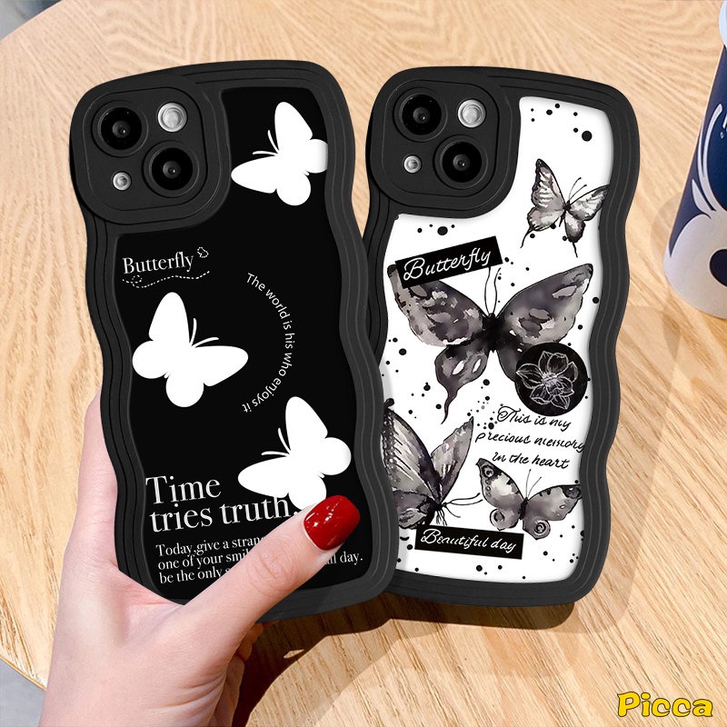 Casing Untuk Redmi Note8 11 9 11s 10s 9s Pro Max10 Redmi 12C A1 10C 10A 9 9T 9A 10 9C NFC POCO M3 Retro Fashion Fantasy Kupu Wavy Edge Soft Case