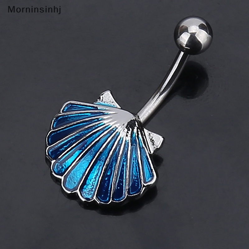 Mornin Kreatif Perak Biru Shell Cincin Perut Baja Titanium Kristal Pusar Cincin Perhiasan Tubuh Untuk Wanita Belly Ring id