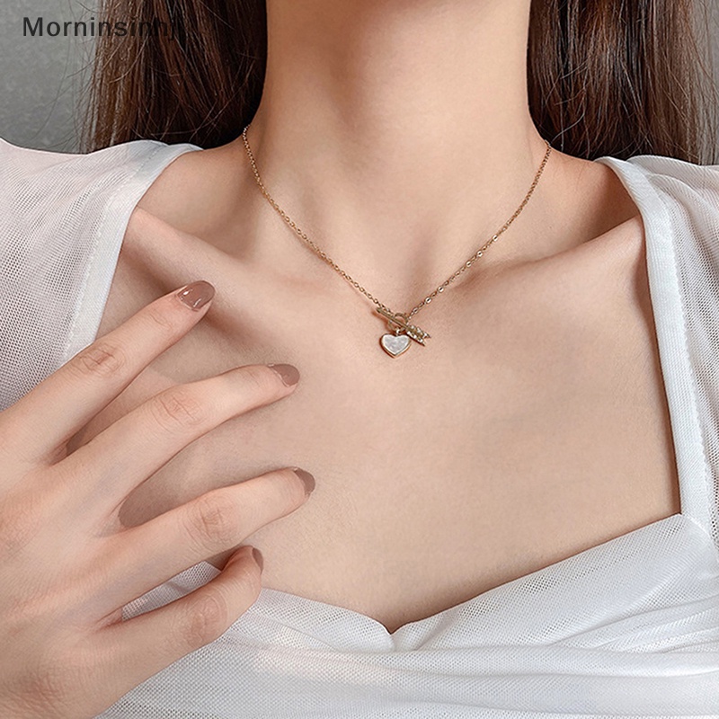 Mornin Kepribadian Fashion Eropa Dan Amerika Geometris Peach Jantung Kalung Minimalis Wanita Pesta Klavikula Rantai Perhiasan Hadiah id