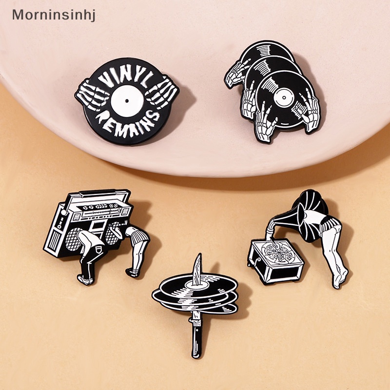 Mornin Horror Punk Musik Enamel Pin Custom Hitam Gelap Vinyl Rekaman Bros Kerah Lencana Gothic Perhiasan Hadiah Untuk Teman id