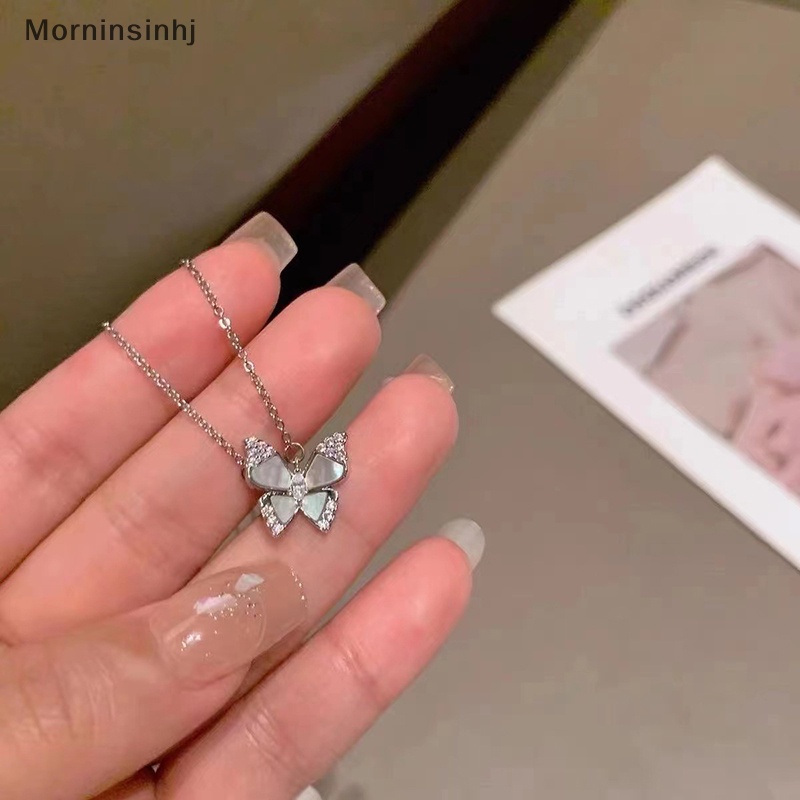 Mornin Fashion Kalung Untuk Wanita Kupu-Kupu Berbentuk Zirkon Kalung Liontin Temperamen Rantai Klavikula Hadiah Perhiasan Pesta Ulang Tahun id