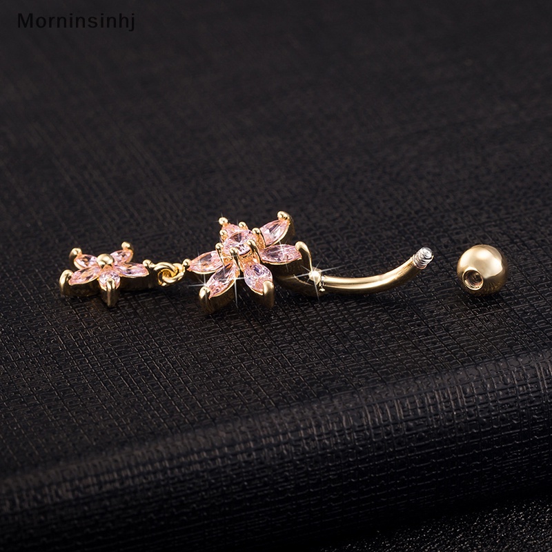 Mornin 1PCS Bunga Zirkon Pusar Perhiasan Cincin Perut Perhiasan Tubuh Untuk Wanita Pantai Belly Navel Rings id