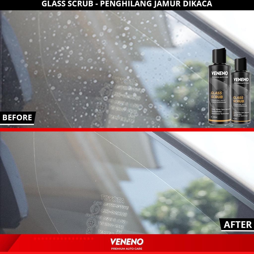 Veneno Glass Scrub - Menghilangkan Jamur Di Kaca Kendaraan - by Veneno Indonesia