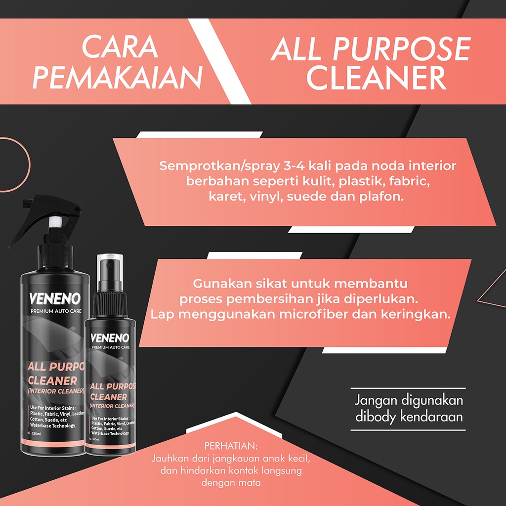 Veneno All Purpose Cleaner - Pembersih Interior Untuk Jok, Plafon, Door Trim