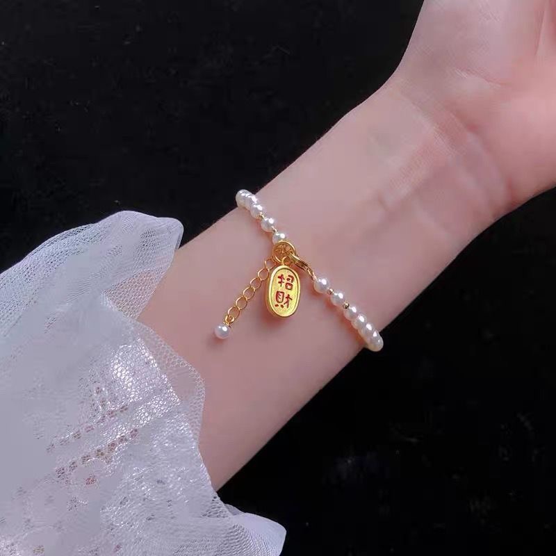 Indah~niche Korea Manik-Manik Hetian Giok Gelang All-Match ins Gaya Mutiara Perempuan Gelang Bracelet