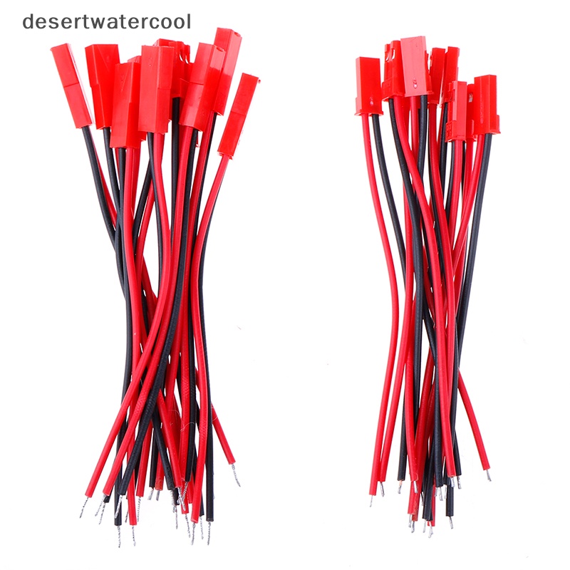 Deid 20pcs Konektor 2pin male female jst plug Kabel 22kawat awg Untuk rc Martijn