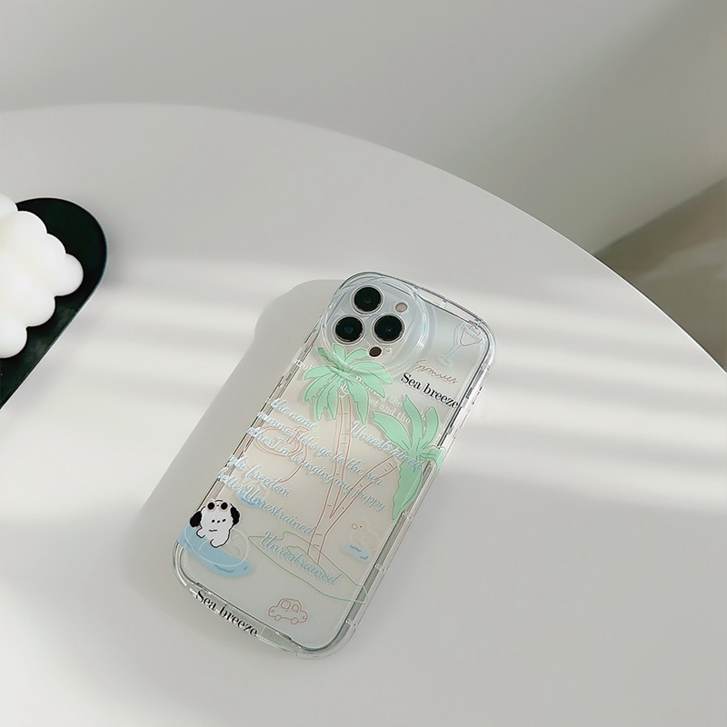 Ins Surfing Puppy Bening Lembut TPU Case iP iPhone 14+Plus 11 12 13 Pro Max IMD Gadis Wanita FTD Casing Apple