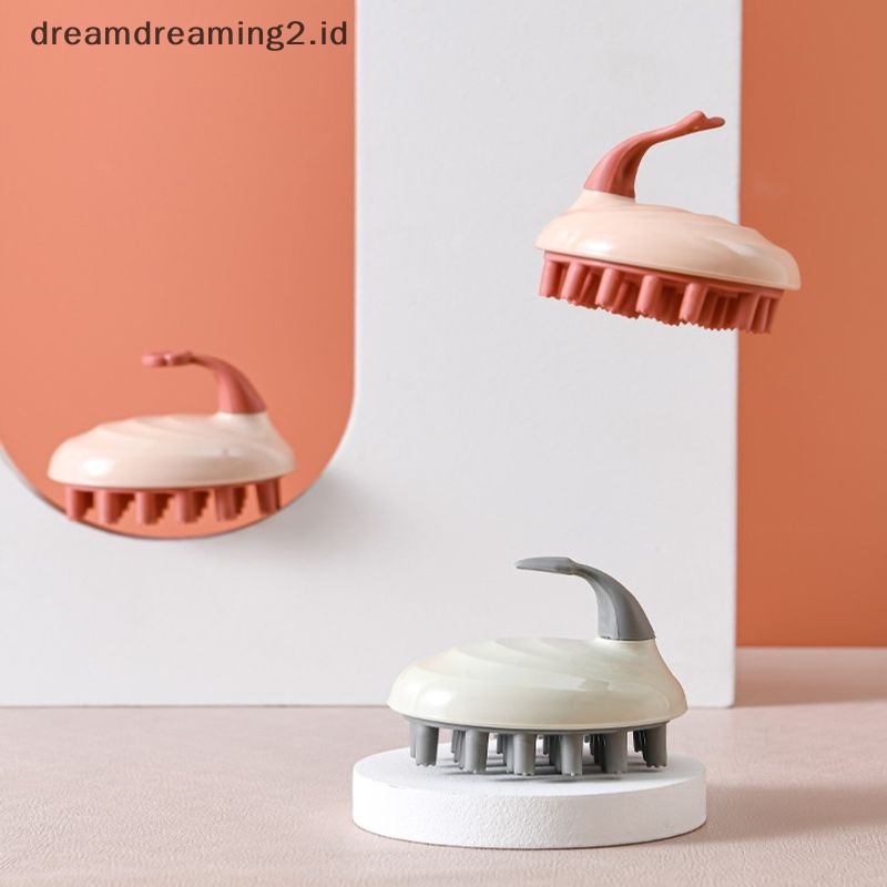 (drea) 1pc Sikat Shampo Silikon Gatal Sisir Pijat Kulit Kepala Shower Brush Produk Mandi //