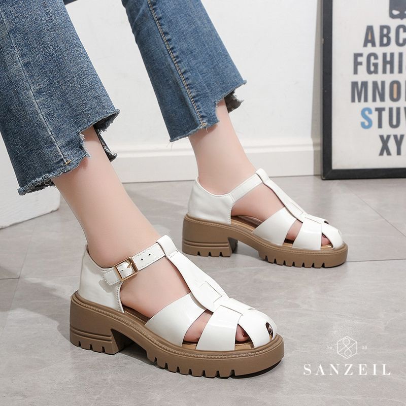 Sandal Wanita Hak Tebal GO41199 Sandal Wanita Tali Import