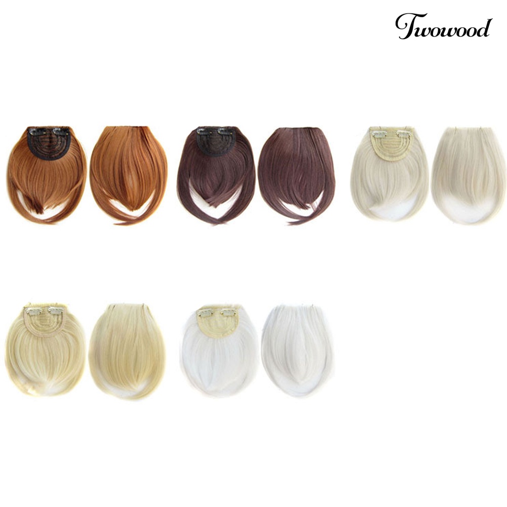 Twowood Gadis Clip-in Front Hair Extension Wig Lurus Sintetis Fringe Bang Sopak