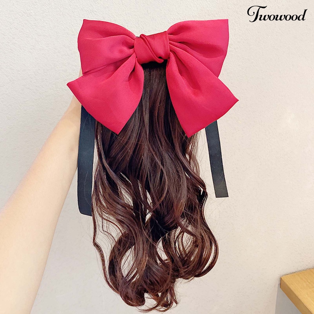 Twowood Wig Ekor Kuda Memperbaiki Elastisitas Tertinggi Alat Kecantikan Perempuan Wig Busur Keriting Panjang Untuk Gadis