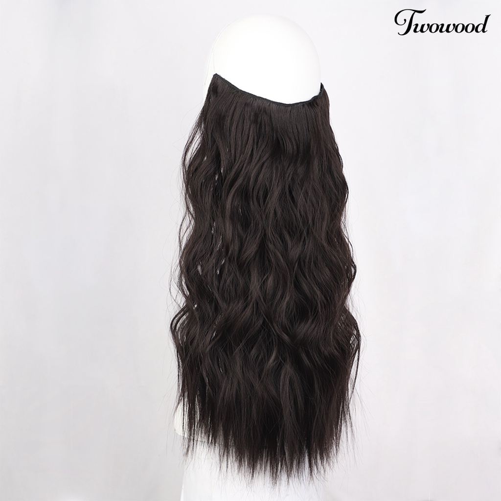 Twowood Faux Hair Curly Adjustable Realistis Alami Suhu Tinggi Serat Hiasan Kepala Halus Wanita Panjang Rambut Ekstensi Wig Sopak Penggunaan Sehari-Hari