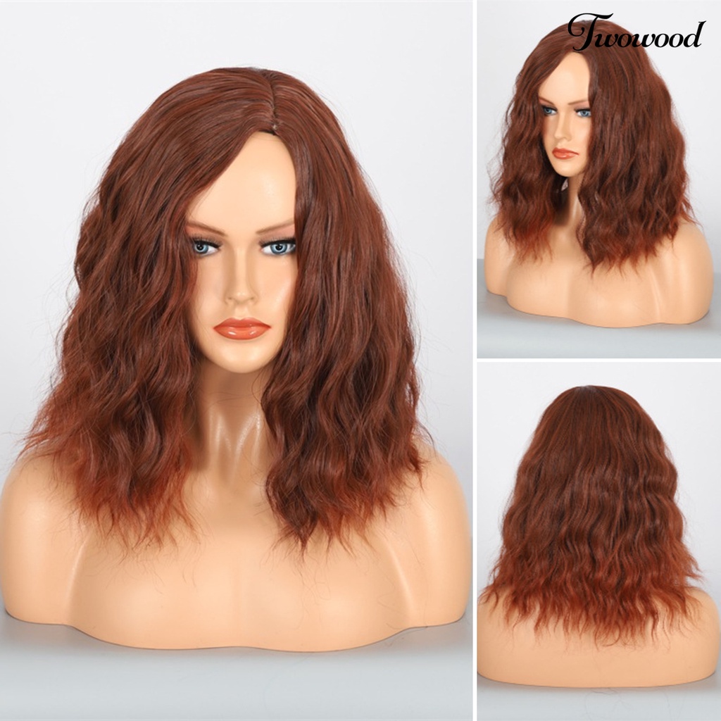 Twowood Ekstensi Rambut Lembut Nyaman Dipakai Berbulu Halus Cocok Dengan Baik Cosplay Bernapas Panjang Bahu Split Parsial Keriting Wig Aksesoris Rambut