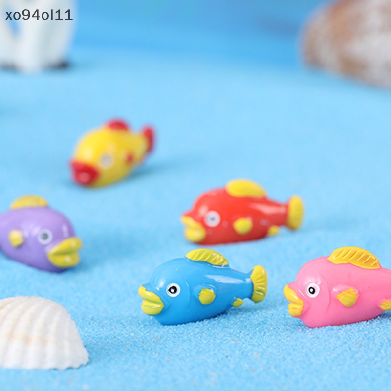 Xo 10 Pcs Random Kecil Warna-Warni Ikan Resin Ornamen Lanskap Mikro Kreatif Aquarium Ikan Hiasan Dekorasi OL