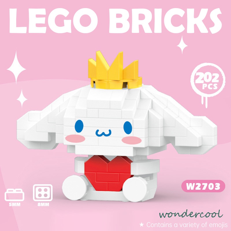 Mainan Balok Susun Sanrio kuromi Mainan Anak Mainan Edukasi DIY 3DPuzzle Nano Block-Won