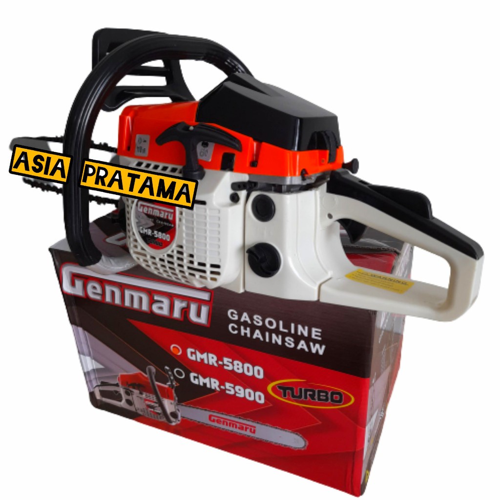 Termurah - Gergaji kayu/pohon alat menebang pohon Mesin Chainsaw 22in bar baja chainsaw GENMARU GMR 5800 chainsaw bar 22in mesin 2 tak free busi bosch 1 pcs