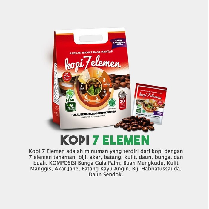KOPI 7 ELEMEN ISI 10 SACHET - Kopi Herbal Rempah Rempah - HNI HPAI BPOM murah