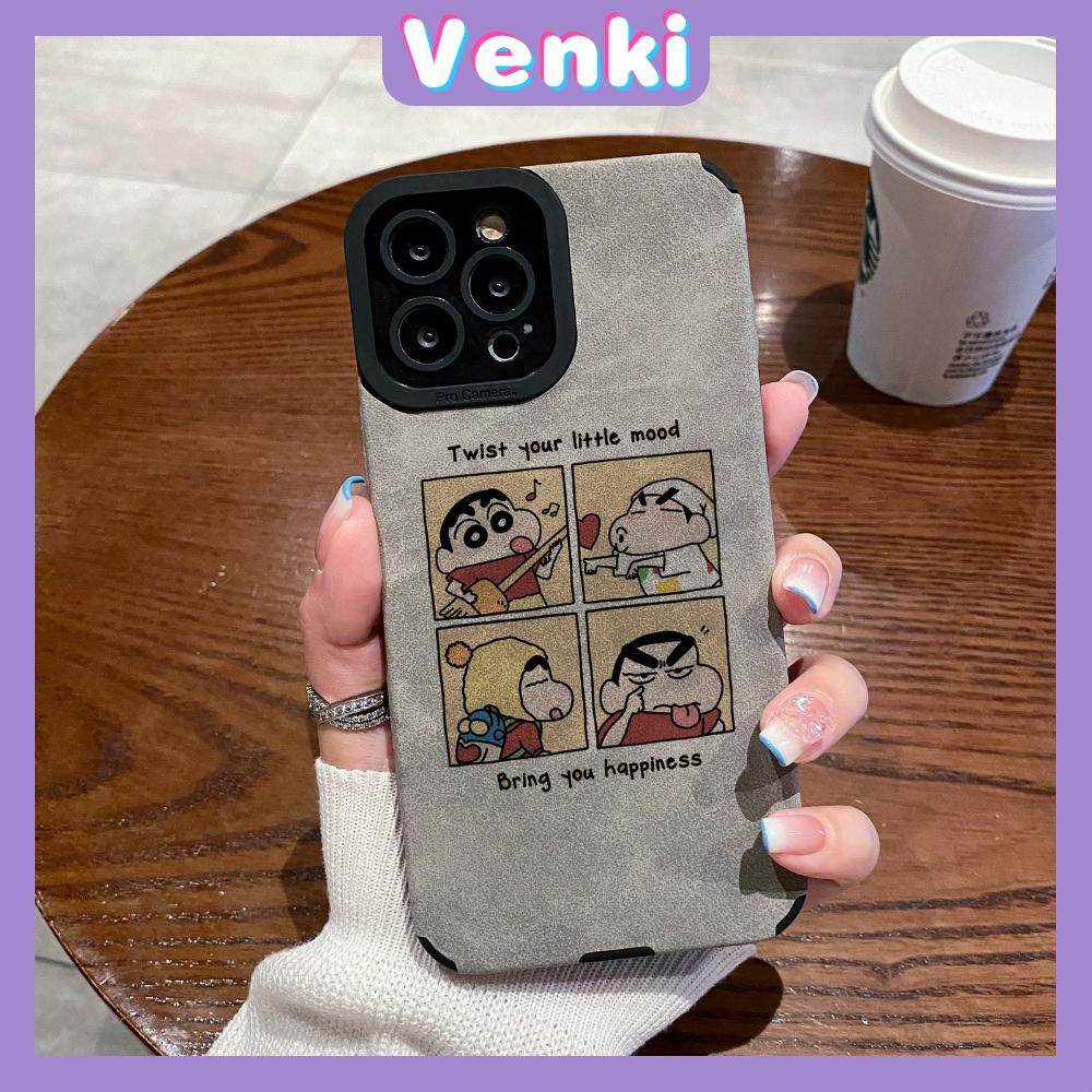 VENKI - Untuk iPhone 11 Case Leather Pupil Suede Case Soft Shockproof Case Kamera Sederhana Karakter Kartun Lucu Kompatibel dengan iPhone 14 13 Pro max 12 Pro max xr xs 7Plus 8Plus