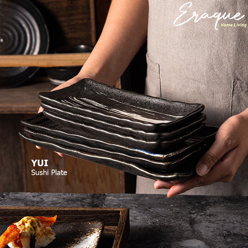 Yui Japanese Sushi Plate / Piring Saji Makan Sushi Dimsum Keramik Jepang / Japanese Ceramic Long Pla