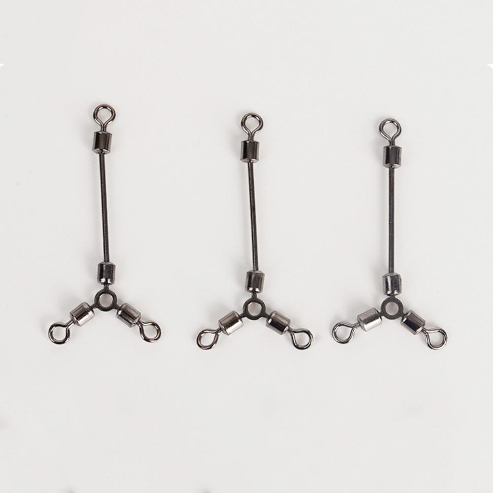 AUGUSTINA Augustina Memancing Barel Putar Aksesoris Memancing 3 Arah 8bentuk Berputar Cincin Memancing Konektor Memancing Barel Putar Konektor Kaki Panjang Long Leg Fishing Swivels