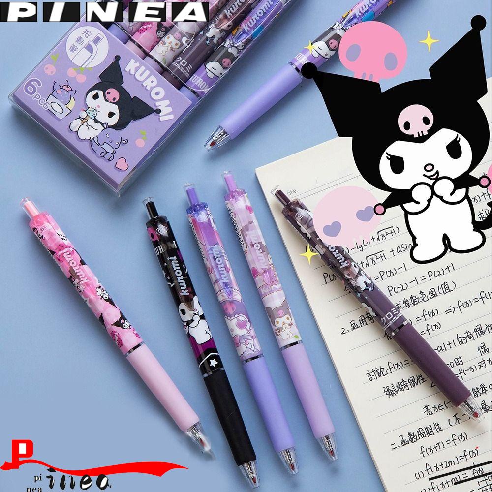 Nanas 6 Pcs/Set Gel Pen Perlengkapan Kantor Sekolah Kuromi Hadiah Siswa Tinta Hitam Bolpen Ballpoint