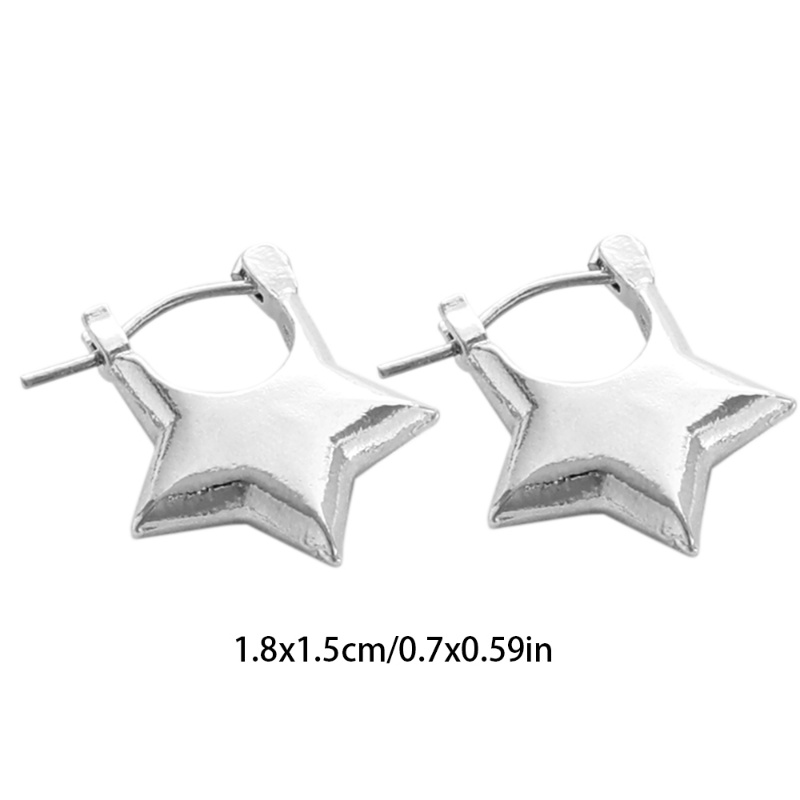 Pesta Hadir Perhiasan Paduan Berujung Lima Korea INS Fashion Perak Stud Anting Bintang Manis Keren Gadis Anting Geometris Stud Earring Punk Kreatif Sederhana