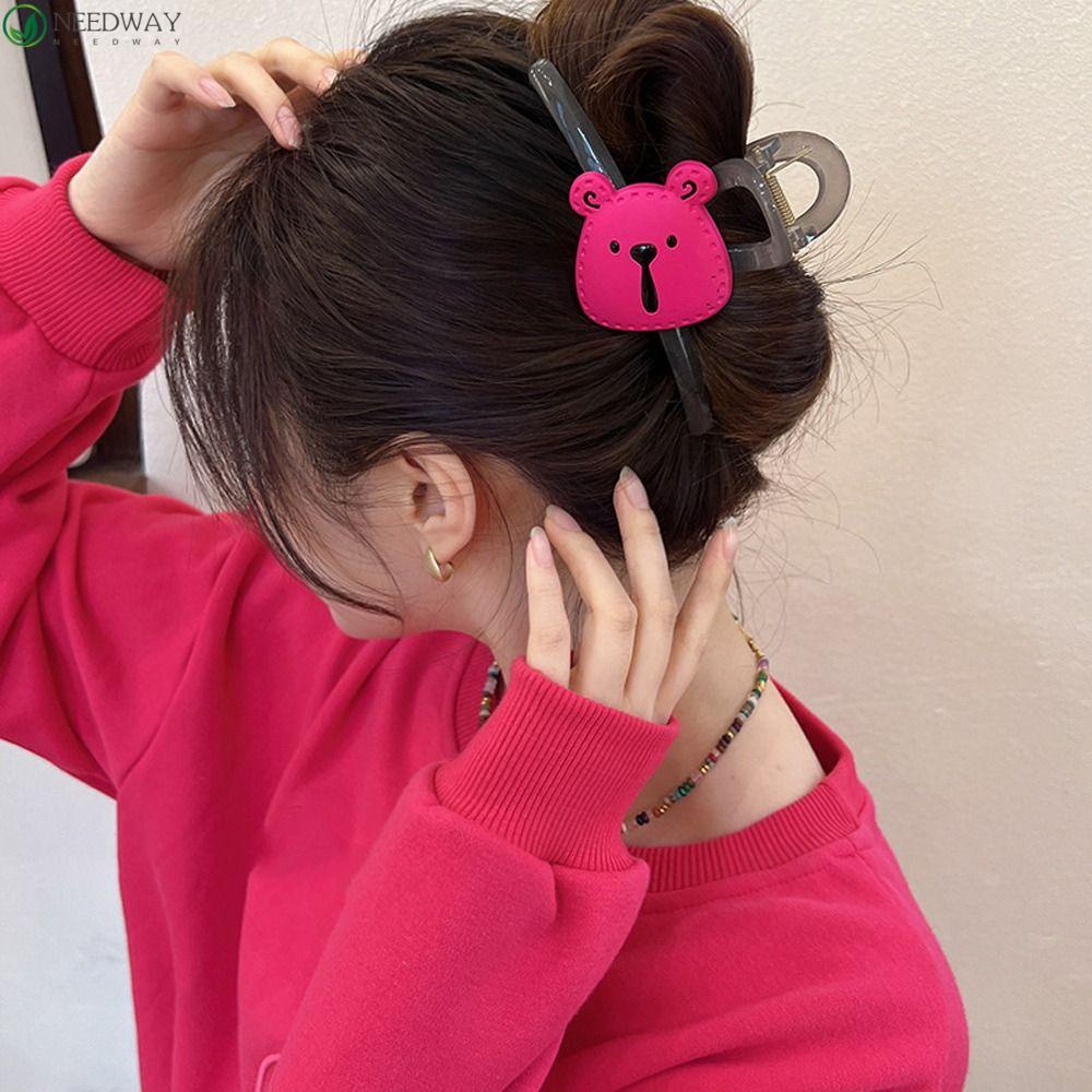 Needway Bear Hair Claw Cute Stylish Ins Animals Hair Crab Claw Ponytail Holder Fashion Hiasan Kepala Silang Hairgrips Korea Hiu Klip