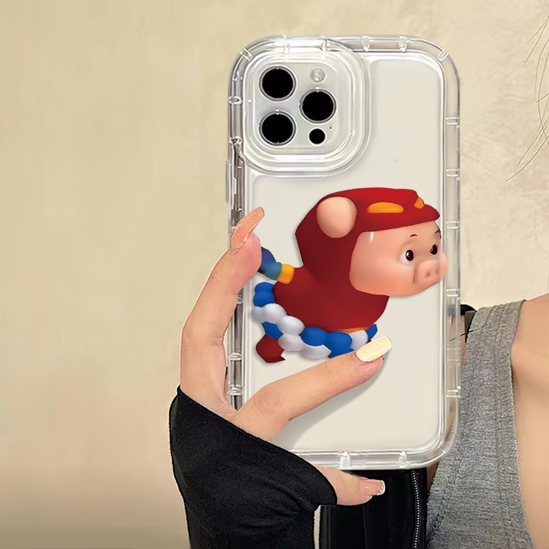 IPHONE Kung Fu Pig Silikon Soft Case Kompatibel Untuk Iphone14 13 11 12 Pro XS Max X XR 7 +8 Plus Pasangan Casing Ponsel TPU Shockproof Cover