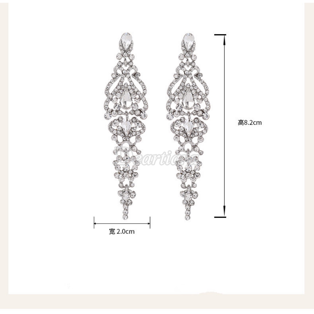 Eropa Dan Amerika Mode Kristal Berlian Imitasi Anting Pengantin Pernikahan Fotografi Pernikahan Anting Panjang Earrings Earrings