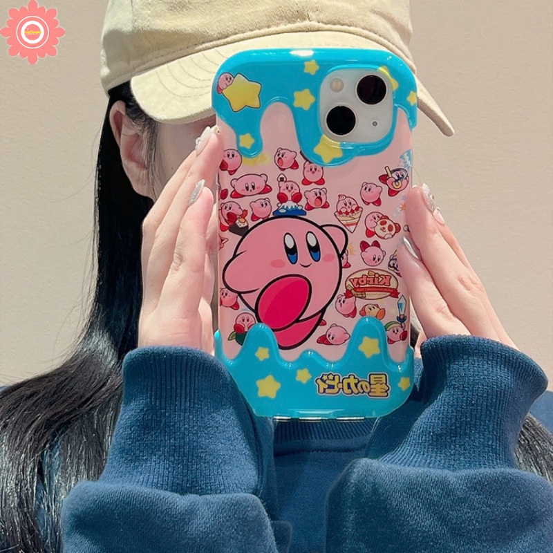 IPHONE 3d Ice Cream Kartun Lucu Kirby Case Kompatibel Untuk Iphone14 11 13 12 Pro Max XR 7Plus 8Plus X7 8 Plus XS Max Shockproof Bintang Lembut Tpu Phone Cover