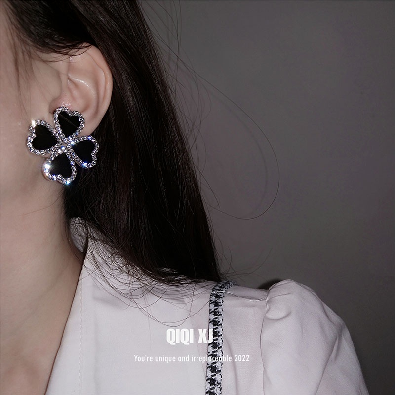 Anting Geometris Hati Bunga Berlian Imitasi Fashion Untuk Anak Perempuan