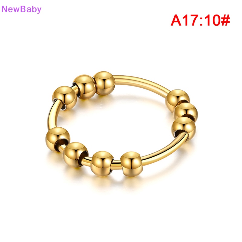 Newbaby New Stainless Steel Beads Anxiety Rings Stress Relief Fidget Rings Untuk Wanita Pria INS Gaya Sederhana Fashion Perhiasan Hadiah Tren ID