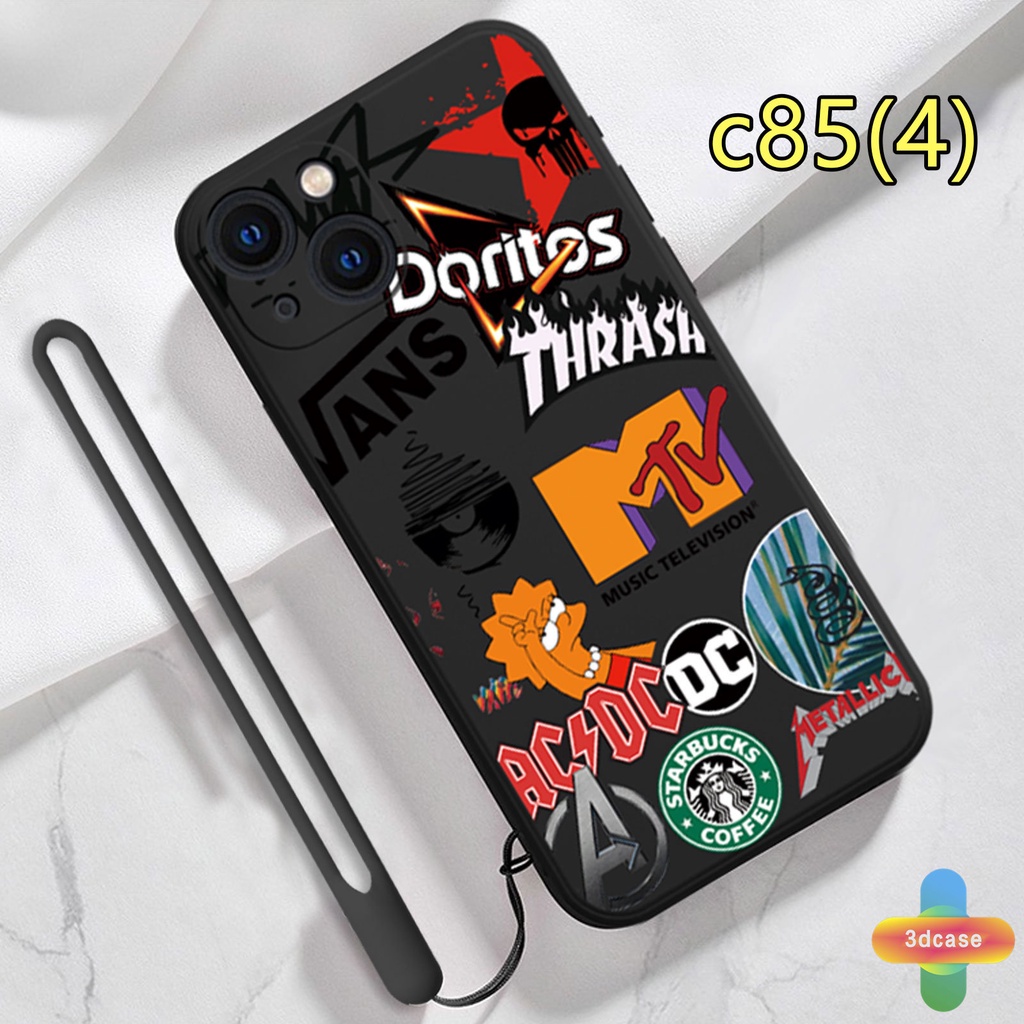 Soft Case VIVO Y20 Y15S Y91C Y21 2021 Y16 Y21A Y21T Y12S Y12 Y30 Y21S Y20S Y12i Y01 Y91 Y30i Y93 Y95 Y15 Y17 Y50 Y53S Y51 2020 Y51A Y33T Y10 Y33S Y1S Y11 Y31 Fashion Anime Super cute Graffiti Brand Silikon Lembut Sarung TPU Soft Case With Lanyard Hanging
