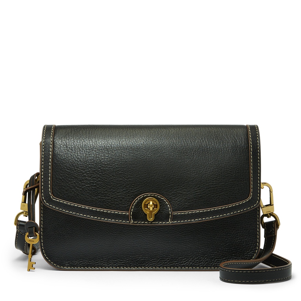 Fossil Ainsley Flap Crossbody Black Tas Wanita - SHB3067-001