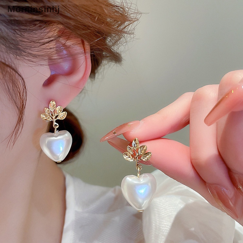 Mornin Peach Heart Leaves Pearls and A Niche Temperament Anting Desain Serbaguna Dan Canggih Sederhana Dan Modis id