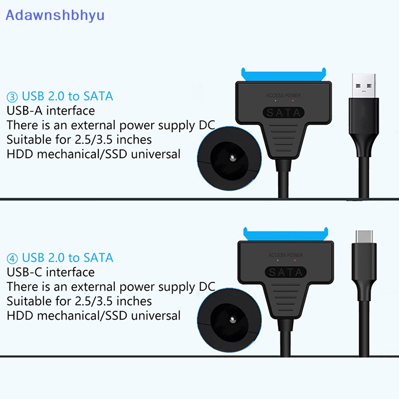 Adhyu SATA To USB 3.0 2.0/Type-C Adapter Untuk HDD Eksternal 2.5/3.5 Inch SDD Hardisk Disk Konektor Eksternal Drive Line Converter ID