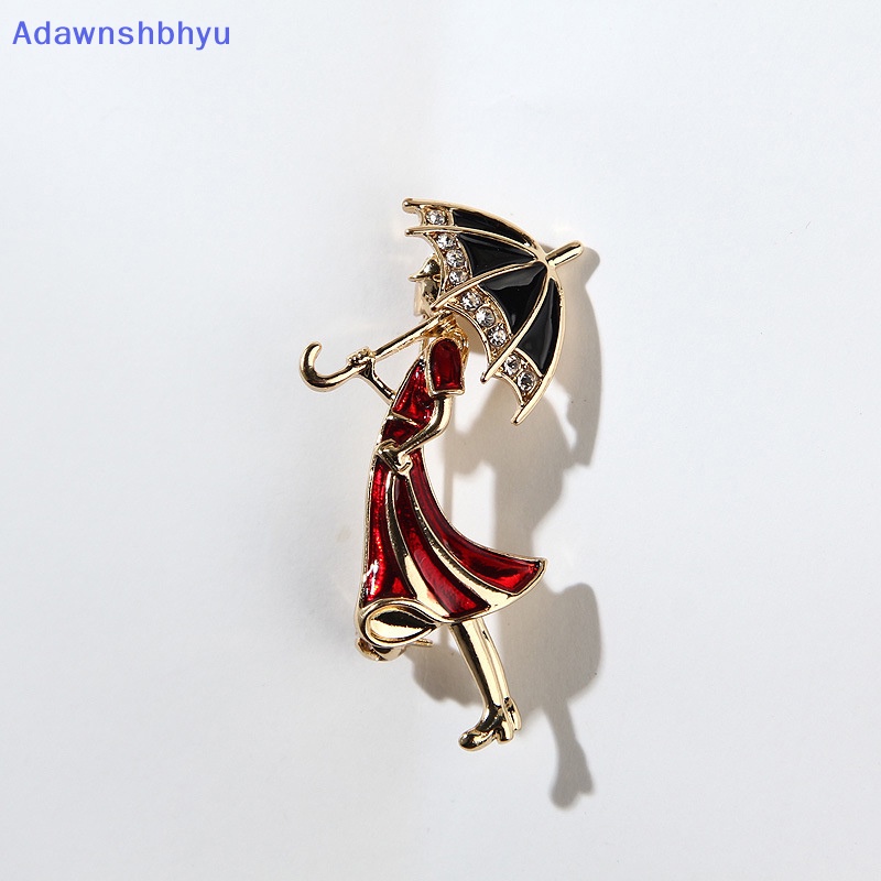 Adhyu Bros Lady Retro Elegan Akrilik Untuk Wanita Desainer Mengambil Payung Beauty Figure Brooch Pin Hadiah ID