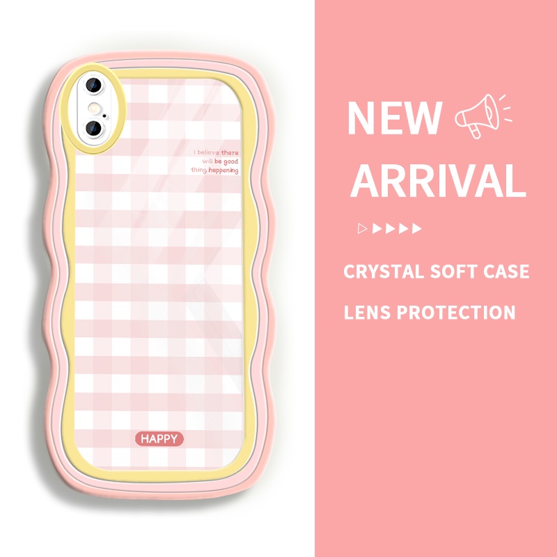 PARABA Casing Hp For iPhone X XS Max XR 7 8 Plus 6 6s 10 Soft Case Teks Kotak-Kotak Bingkai Bergelom