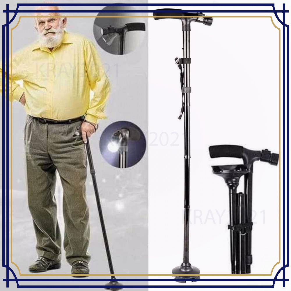 Lighted Crutch Five Sections Tongkat Bantu Jalan LED Light HT291