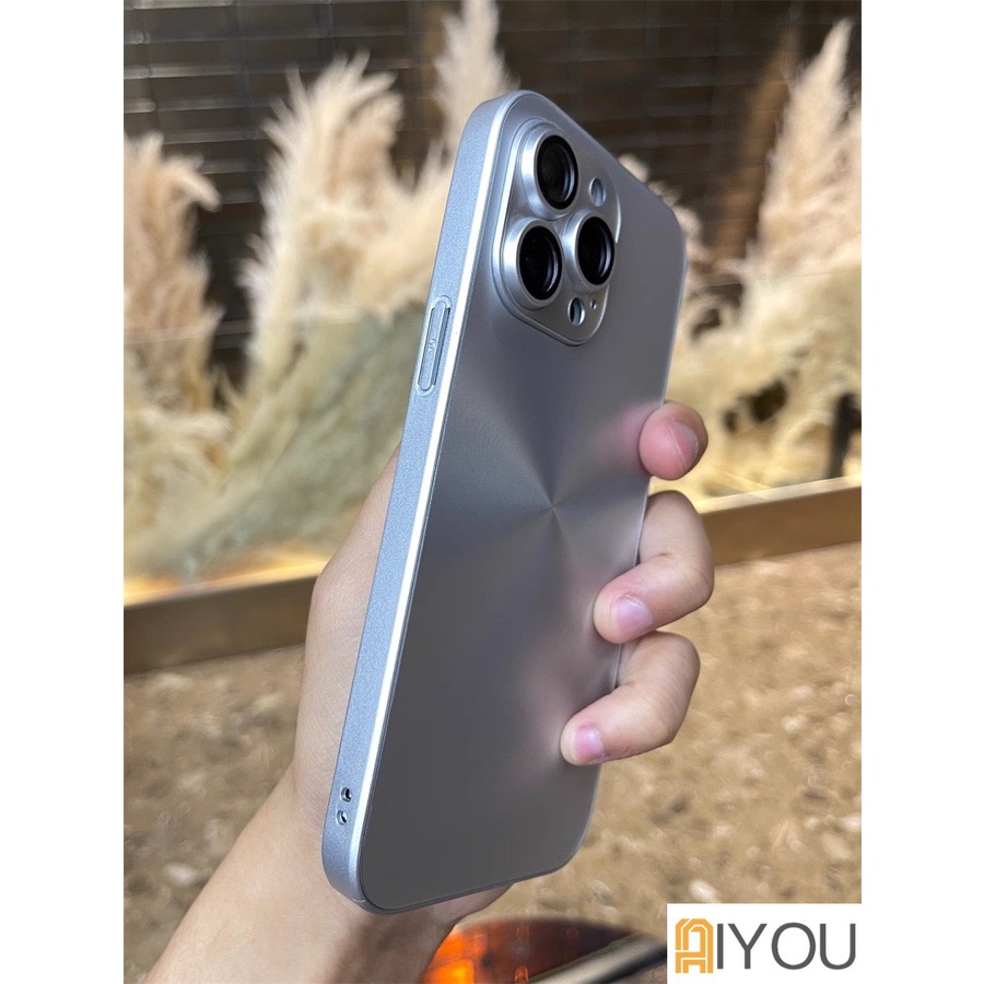 Aurora Laser Mewah CD Tekstur Logam DIY Case Untuk iPhone 14 Pro Max Plus 13 12 11 Kaca Pelindung Lensa Kamera Shockproof Hard Cover