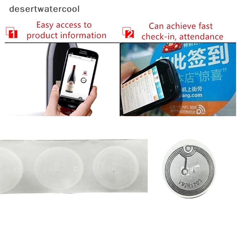 Deid 10Pcs Blok UID 0ubah Tulisan Ulang Putaran Dia25mm Stiker 13.56MHZ NFC Cop Martijn