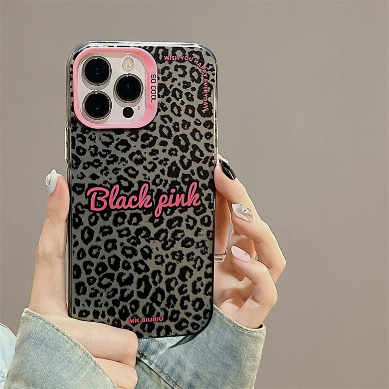 IPHONE Casing Ponsel Desain Berwarna Double Layer Print Leopard Layar Penuh Minimal Kompatibel Dengan Iphone12 13 14 11 Pro Max Vvrrt