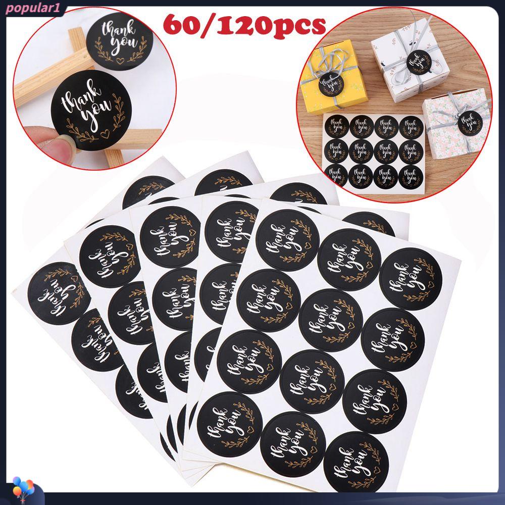Populer 60 /120pcs Handmade Stiker DIY Bulat Perlengkapan Pesta Sealing Craft Terima Kasih