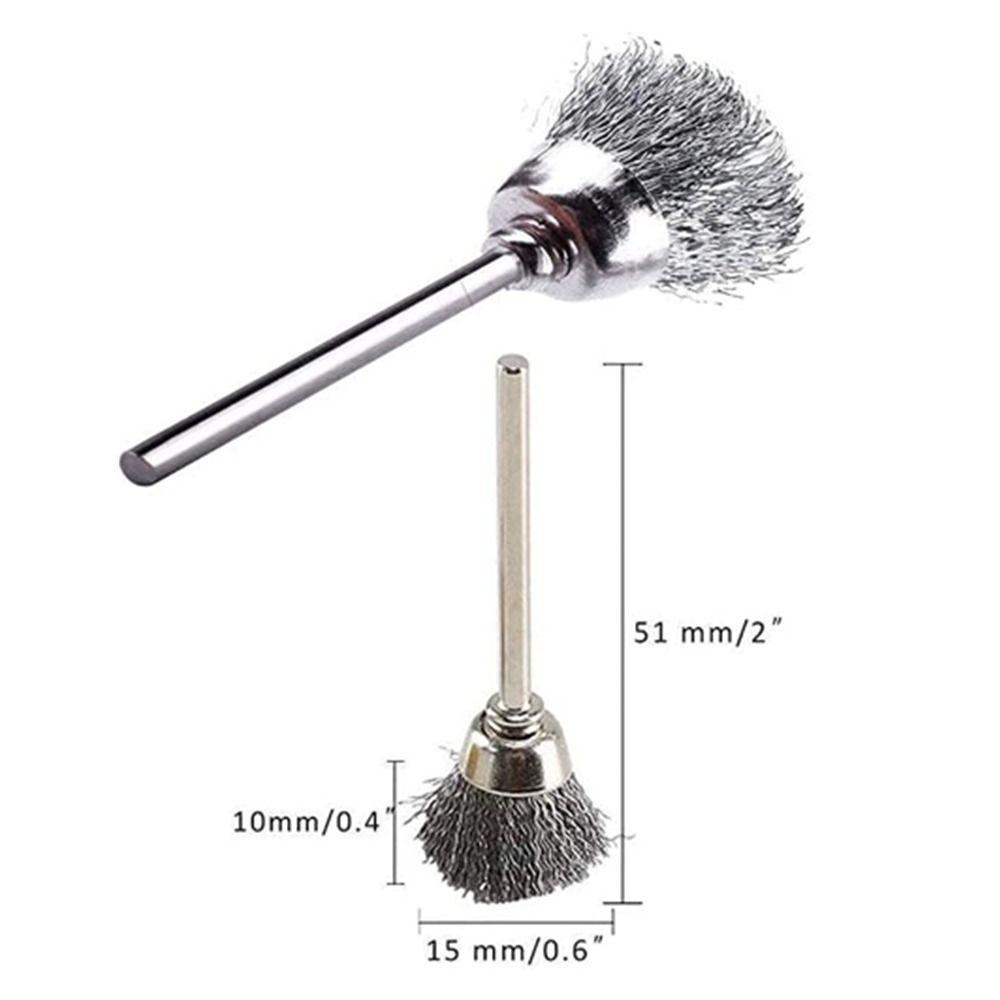 Populer 15pcs Sikat Roda Bahan Silver Kualitas Tinggi Dengan Shank1 /8Inci Kerut Kasar Untuk Alat Dremel