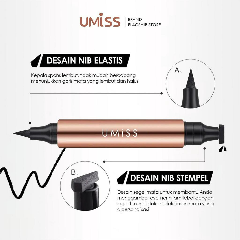 original UMISS Stamp Eyeliner Black Double Head Waterproof Eyeliner Pencil Eye Makeup