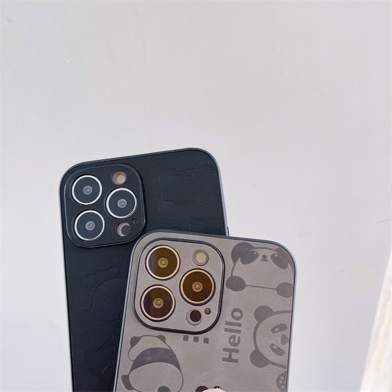 IPHONE Kartun Panda Casing Mewah Laser Ponsel Penutup Belakang Untuk Iphone14 13 12 11Pro X XS Max XR Casing Perlindungan Jatuh