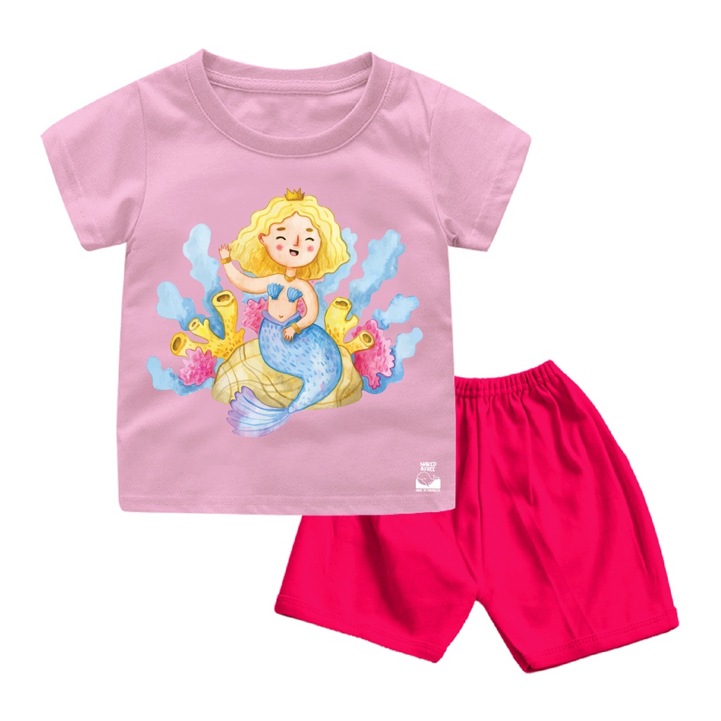 Baju Anak Perempuan Setelan Anak Perempuan Mermaid Hello Bahan Katun Combed 30s