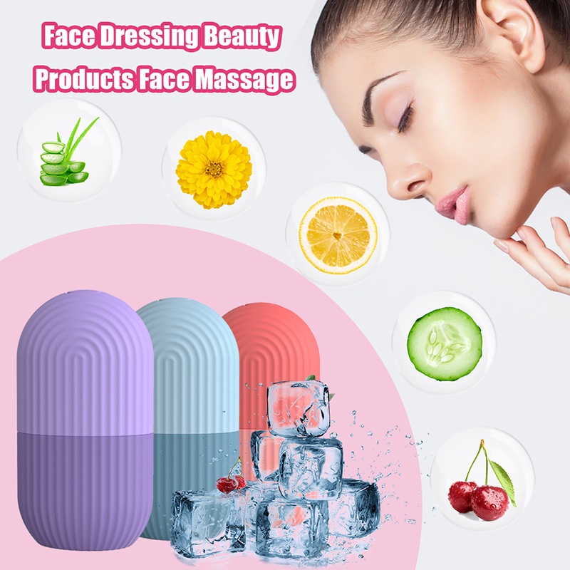 Roller Pijat Silikon Es Batu Wajah/ Safety Skin Lifting Contouring Massager/ Cetakan Nampan Pelembab Icing Bisa Dicuci